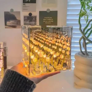 Lámpara de noche pequeña tridimensional, Cubo de flores de tulipán led, bricolaje creativo